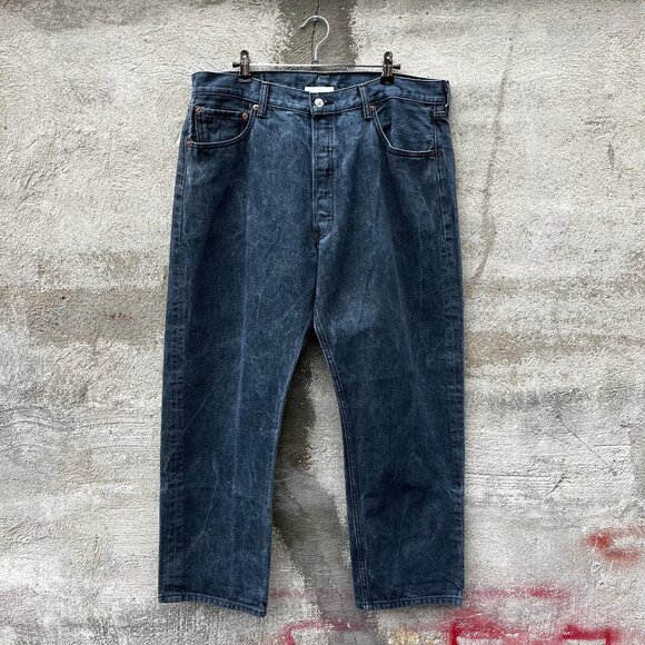 00's Levi's Dark Navy Wash 501 Denim Jeans - Picture 1 of 7